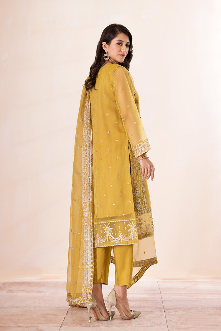 3-PC Stitched Embroidered Organza Suit