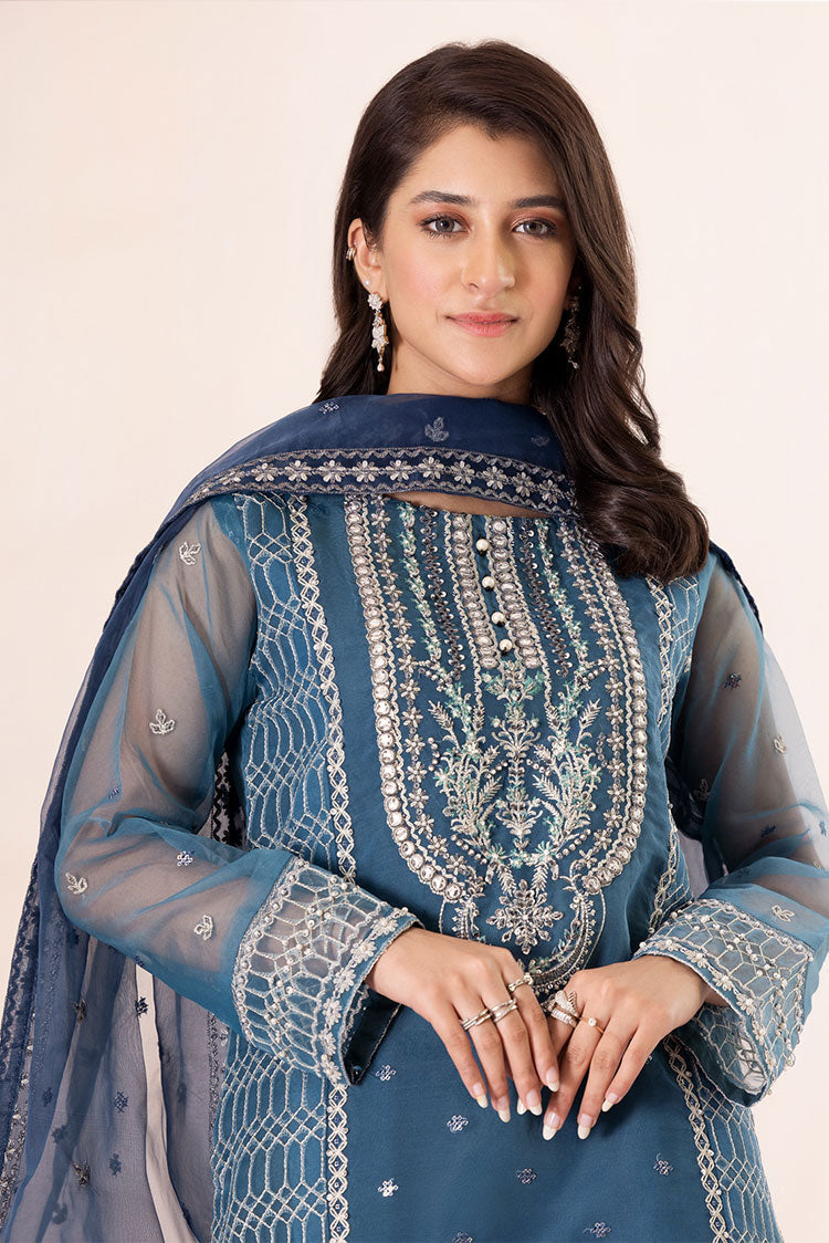 3-PC Stitched Embroidered Organza Suit