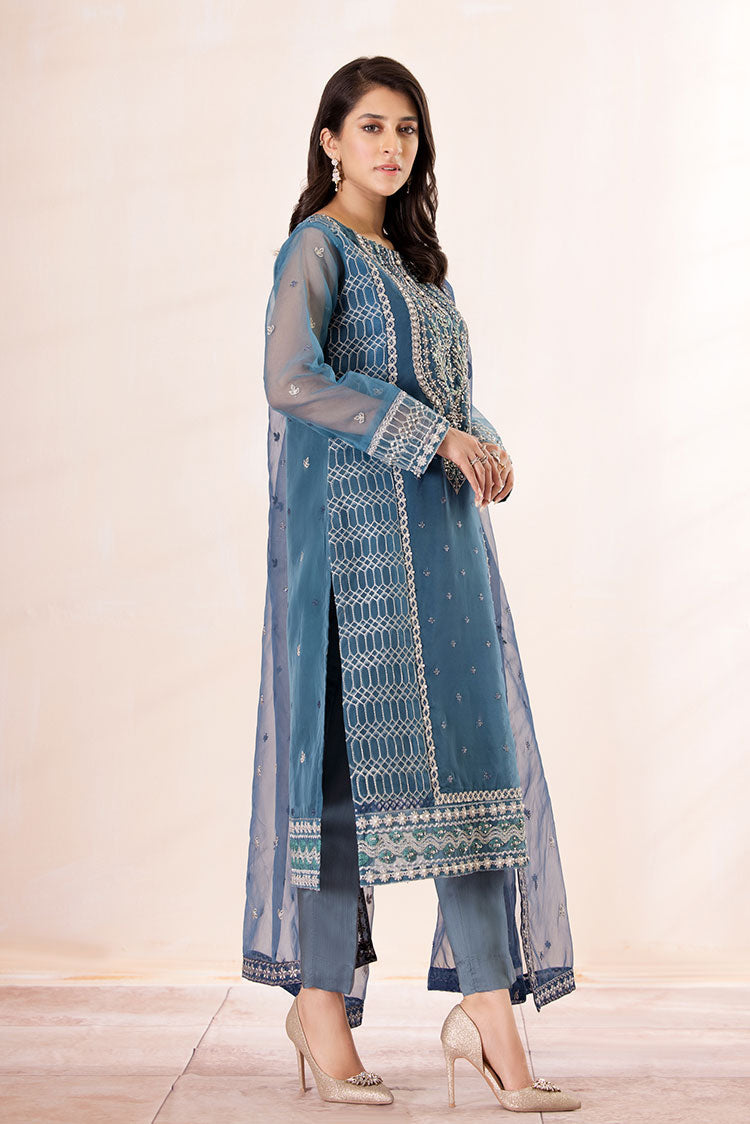 3-PC Stitched Embroidered Organza Suit