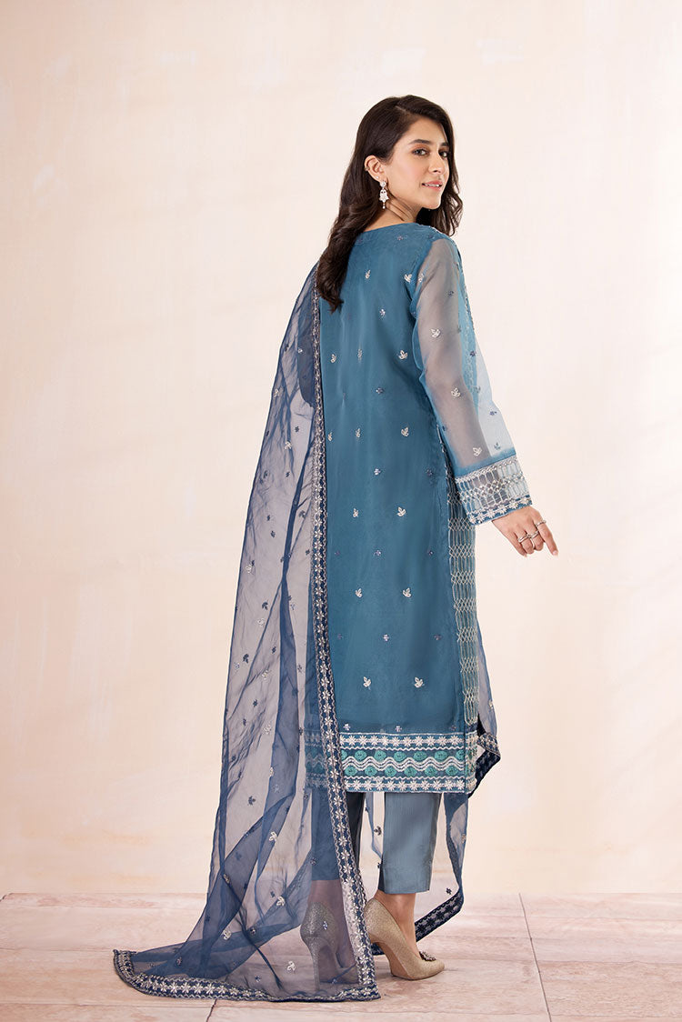 3-PC Stitched Embroidered Organza Suit