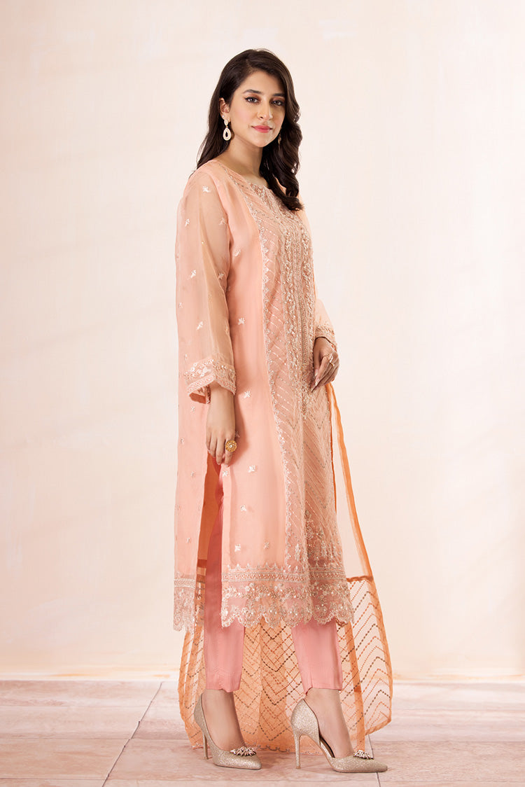 3-PC Stitched Embroidered Organza Suit