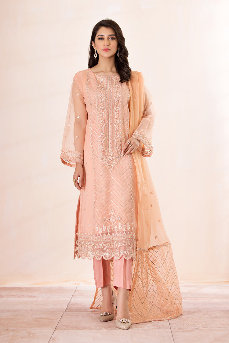 3-PC Stitched Embroidered Organza Suit