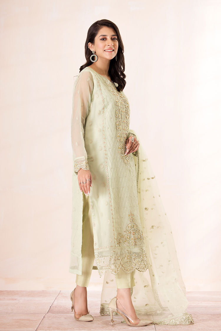 3-PC Stitched Embroidered Organza Suit