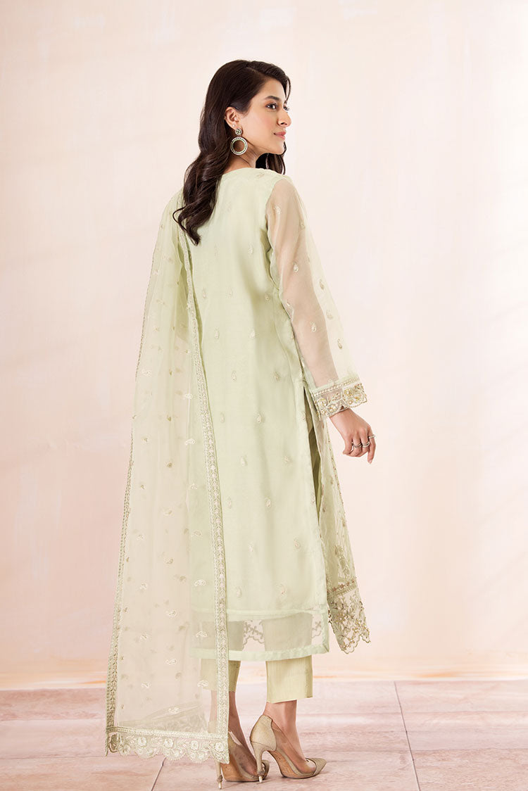 3-PC Stitched Embroidered Organza Suit