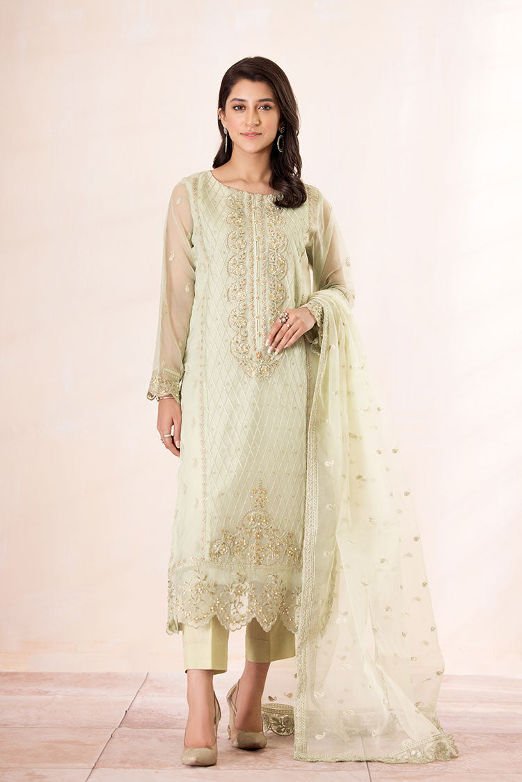 3-PC Stitched Embroidered Organza Suit