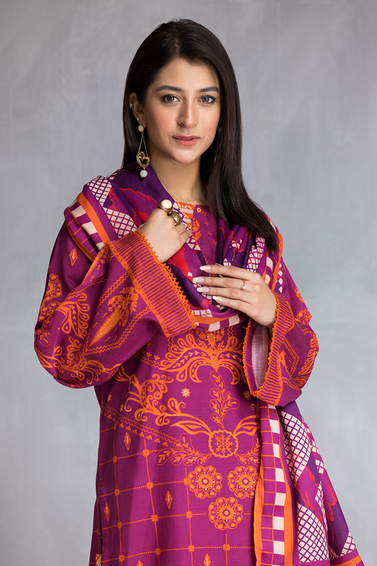 3-PC Stitched Khaddar Suit