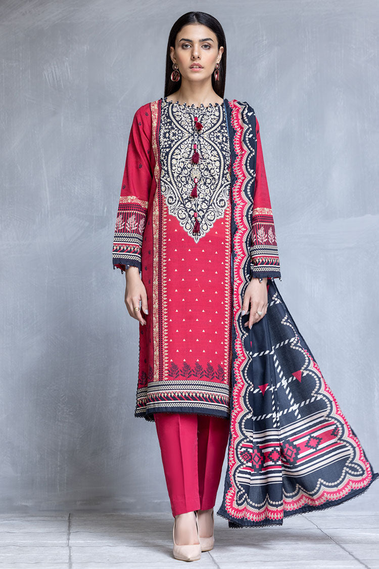 Shop 3-PC Stitched Khaddar Suit Online Now