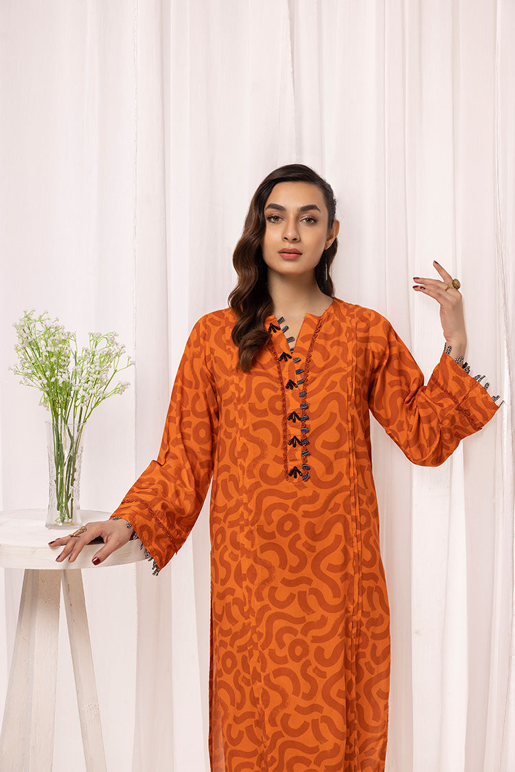 2-PC Stitched Printed Arabic Lawn Suit