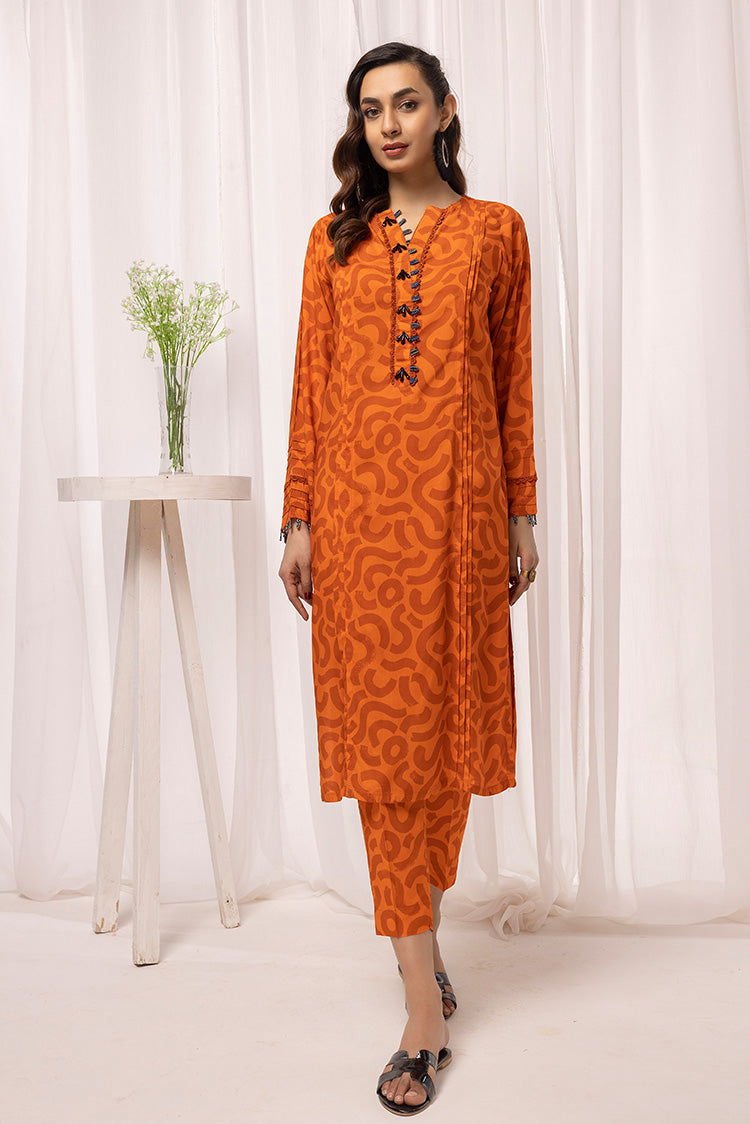 2-PC Stitched Printed Arabic Lawn Suit