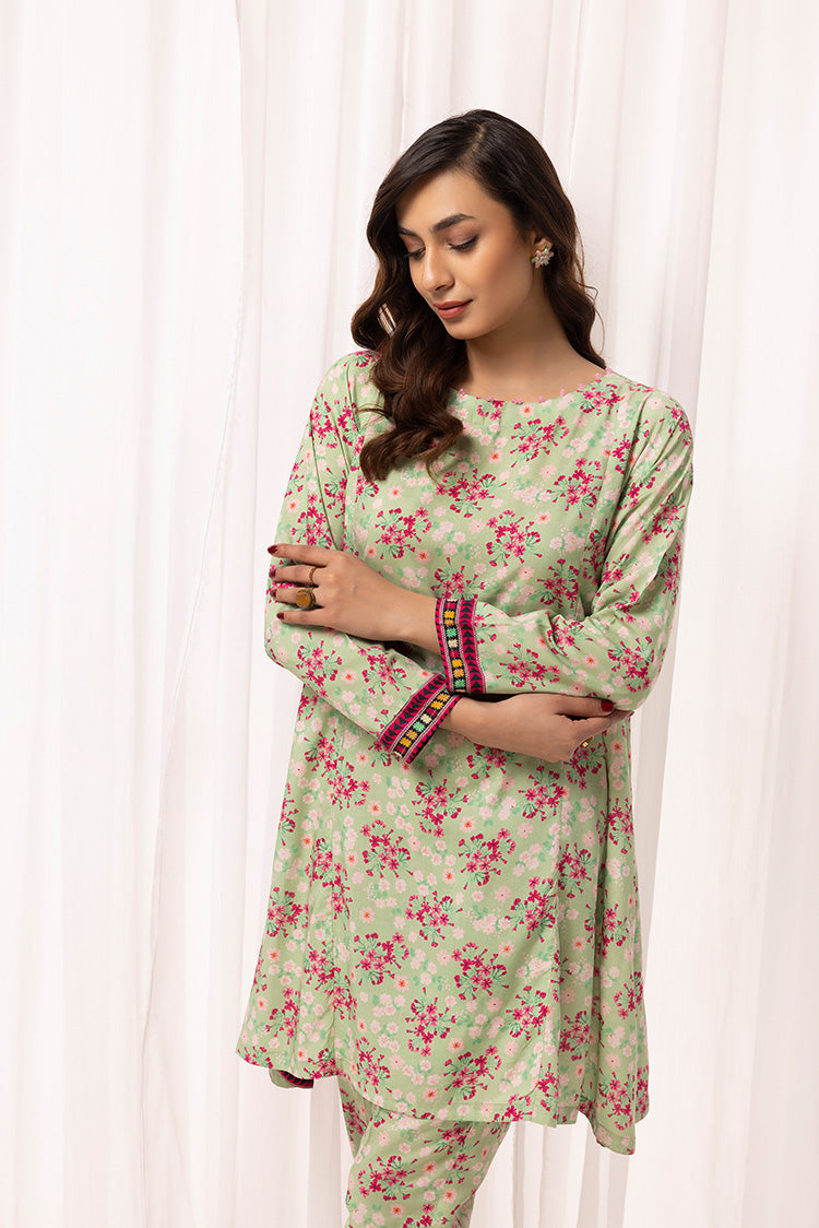 2-PC Stitched Printed Arabic Lawn Suit