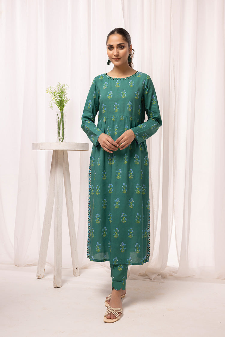 2-PC Stitched Printed Arabic Lawn Suit