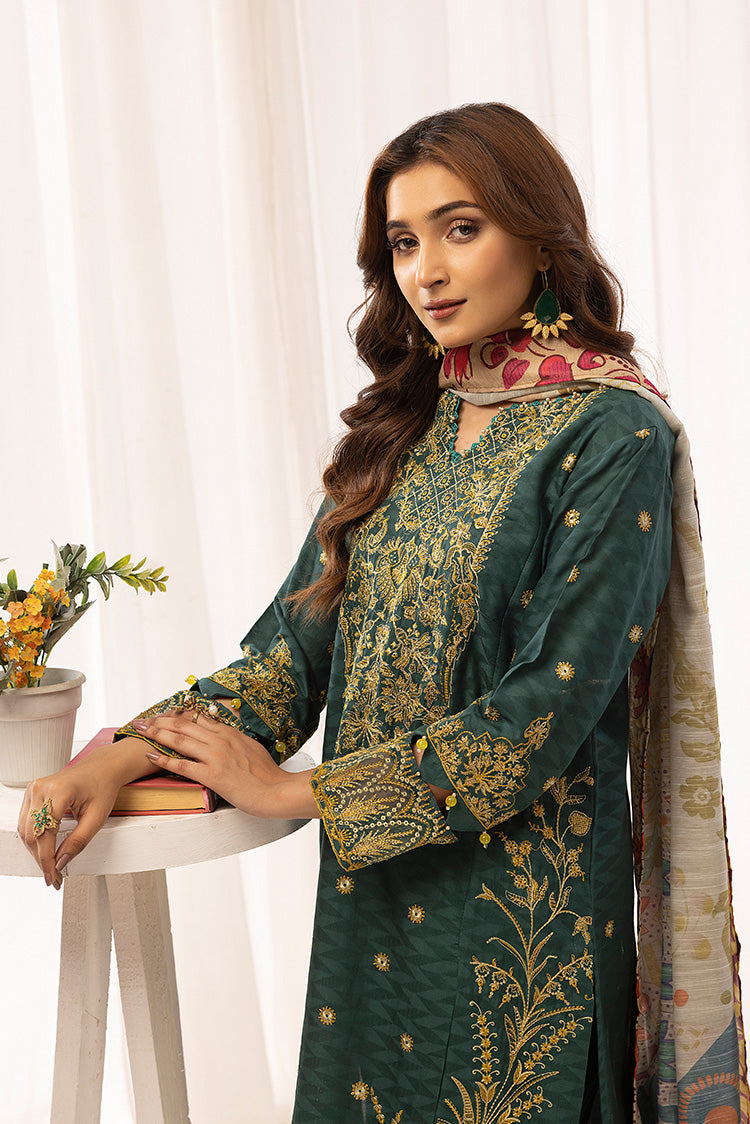 3-PC Stitched Self Jacquard Suit