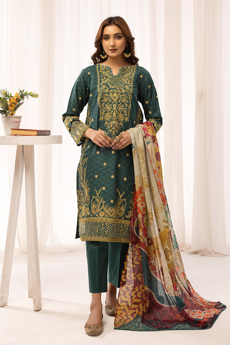 3-PC Stitched Self Jacquard Suit