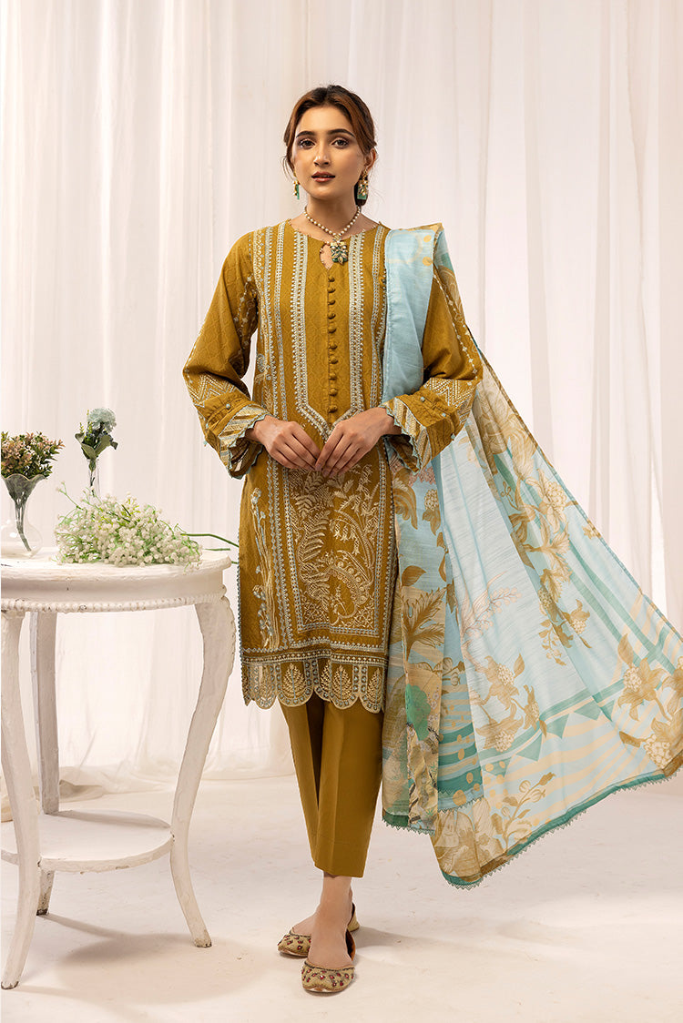 3-PC Stitched Self Jacquard Suit