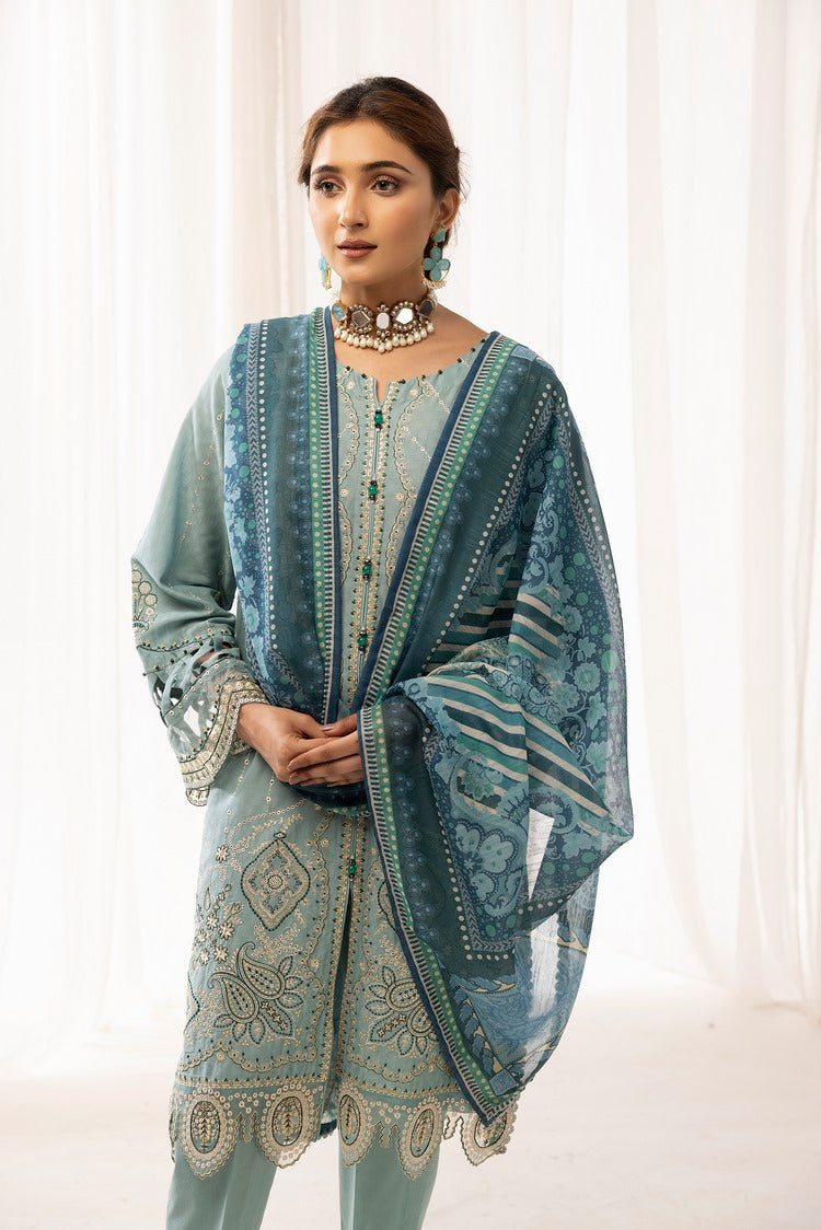 3-PC Stitched Self Jacquard Suit