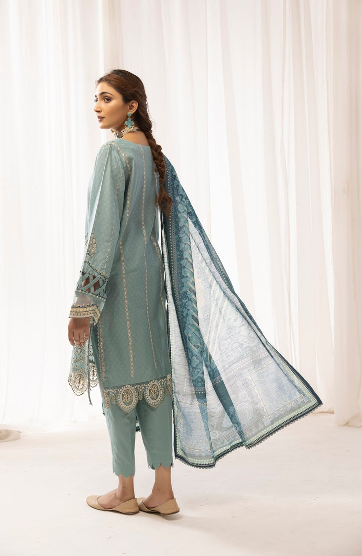 3-PC Stitched Self Jacquard Suit