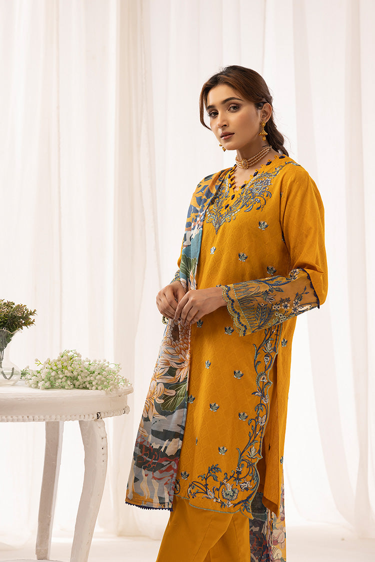 3-PC Stitched Self Jacquard Suit