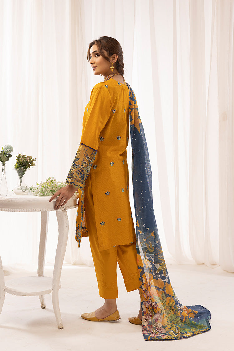 3-PC Stitched Self Jacquard Suit