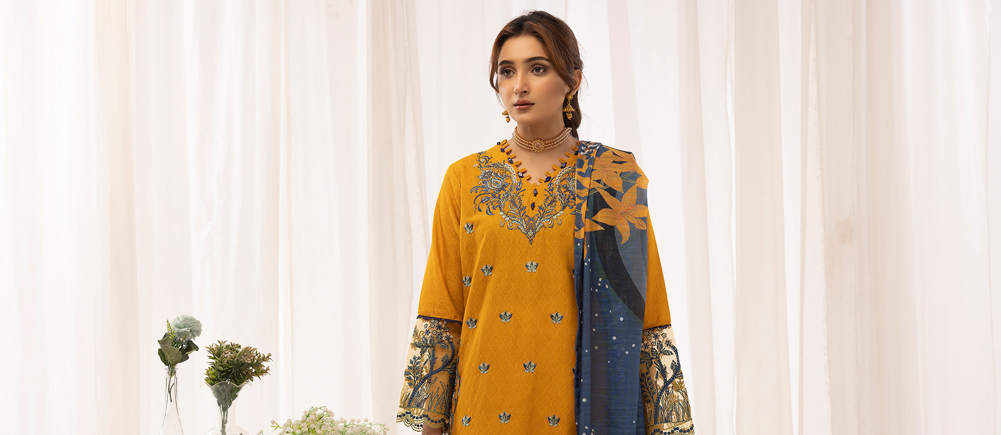 3-PC Stitched Self Jacquard Suit