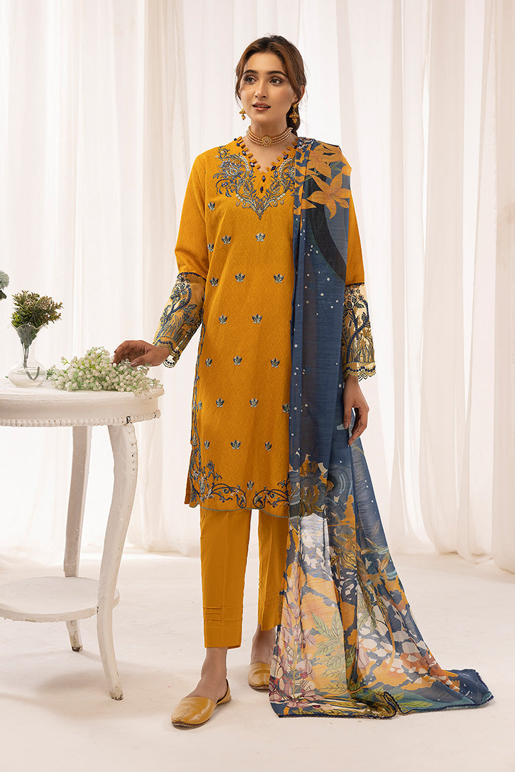 3-PC Stitched Self Jacquard Suit