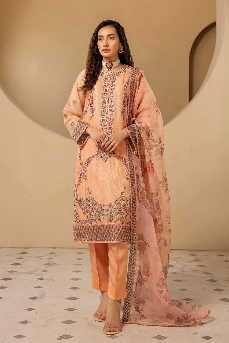 3-PC Stitched Embroidered Khaadi Net Suit