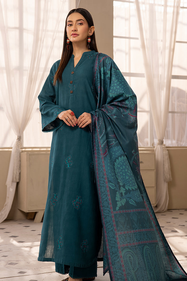 3-PC Stitched Embroidered Khaddar Suit