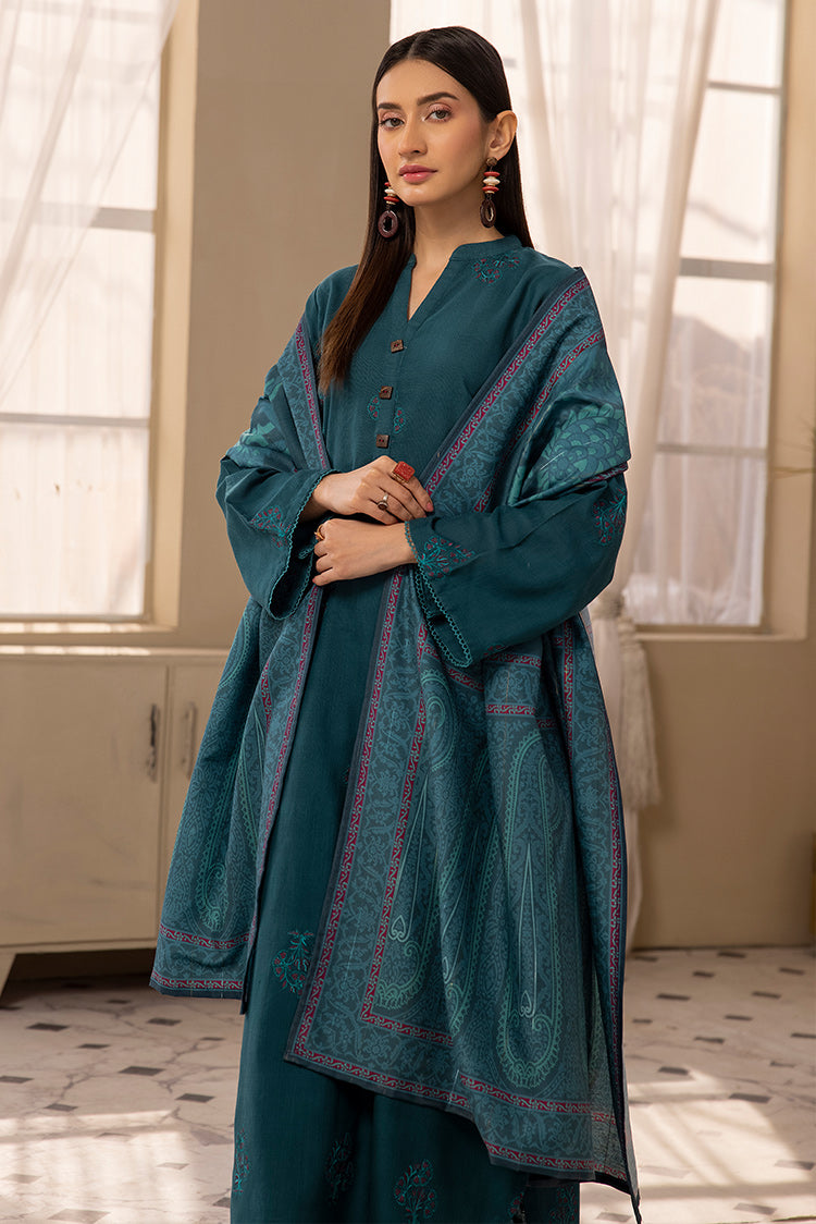 3-PC Stitched Embroidered Khaddar Suit