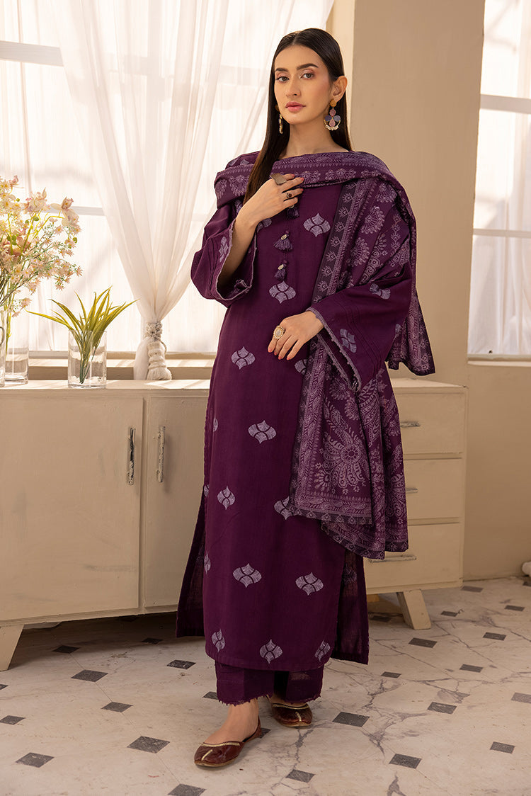 3-PC Stitched Embroidered Khaddar Suit