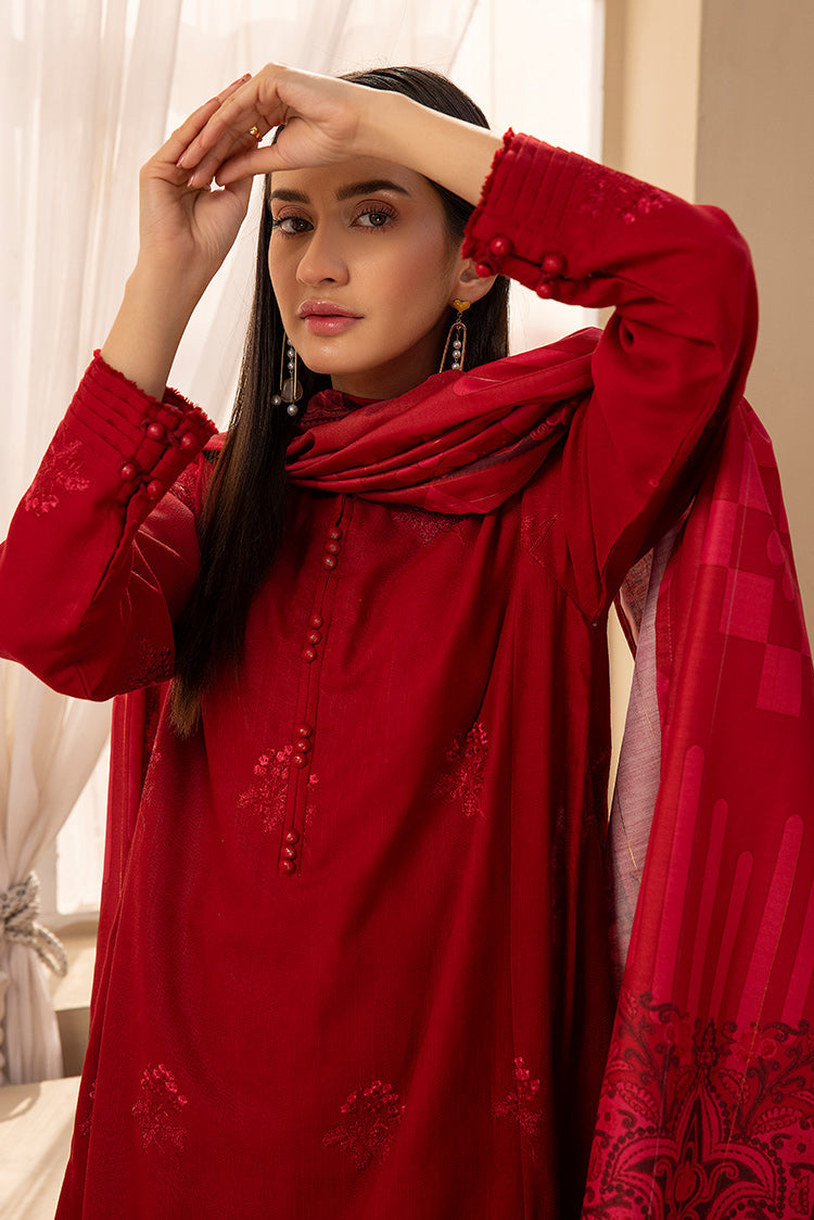 3-PC Stitched Embroidered Khaddar Suit