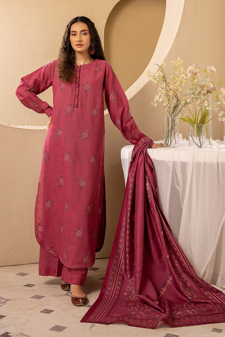 3-PC Stitched Embroidered Khaddar Suit