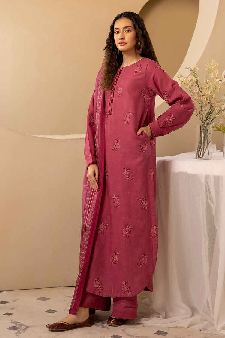 3-PC Stitched Embroidered Khaddar Suit