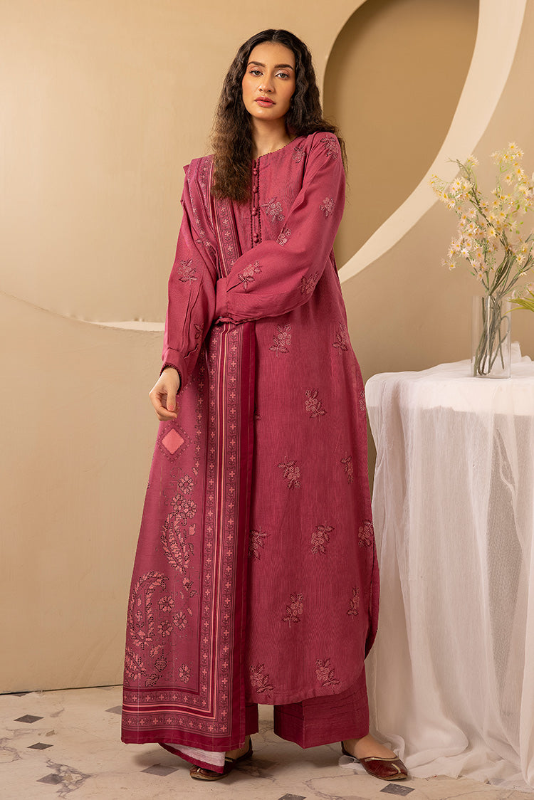 3-PC Stitched Embroidered Khaddar Suit