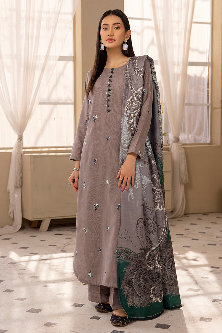 3-PC Stitched Embroidered Khaddar Suit