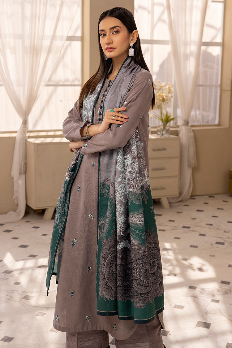 3-PC Stitched Embroidered Khaddar Suit