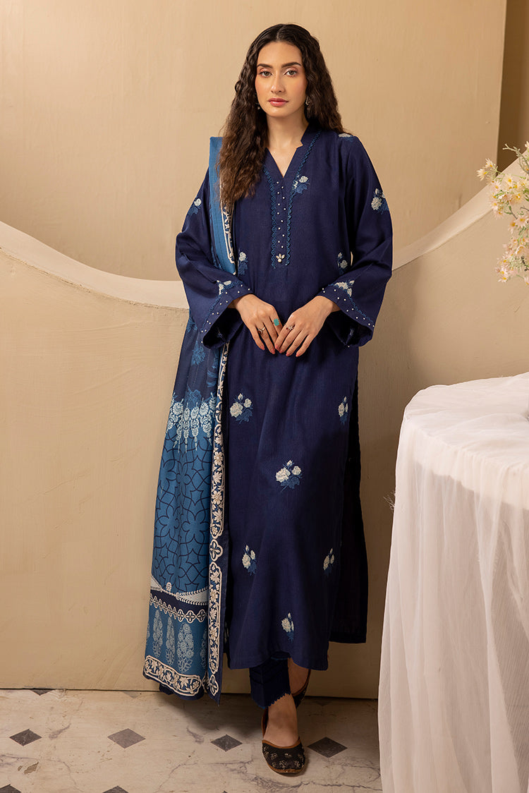 3-PC Stitched Embroidered Khaddar Suit