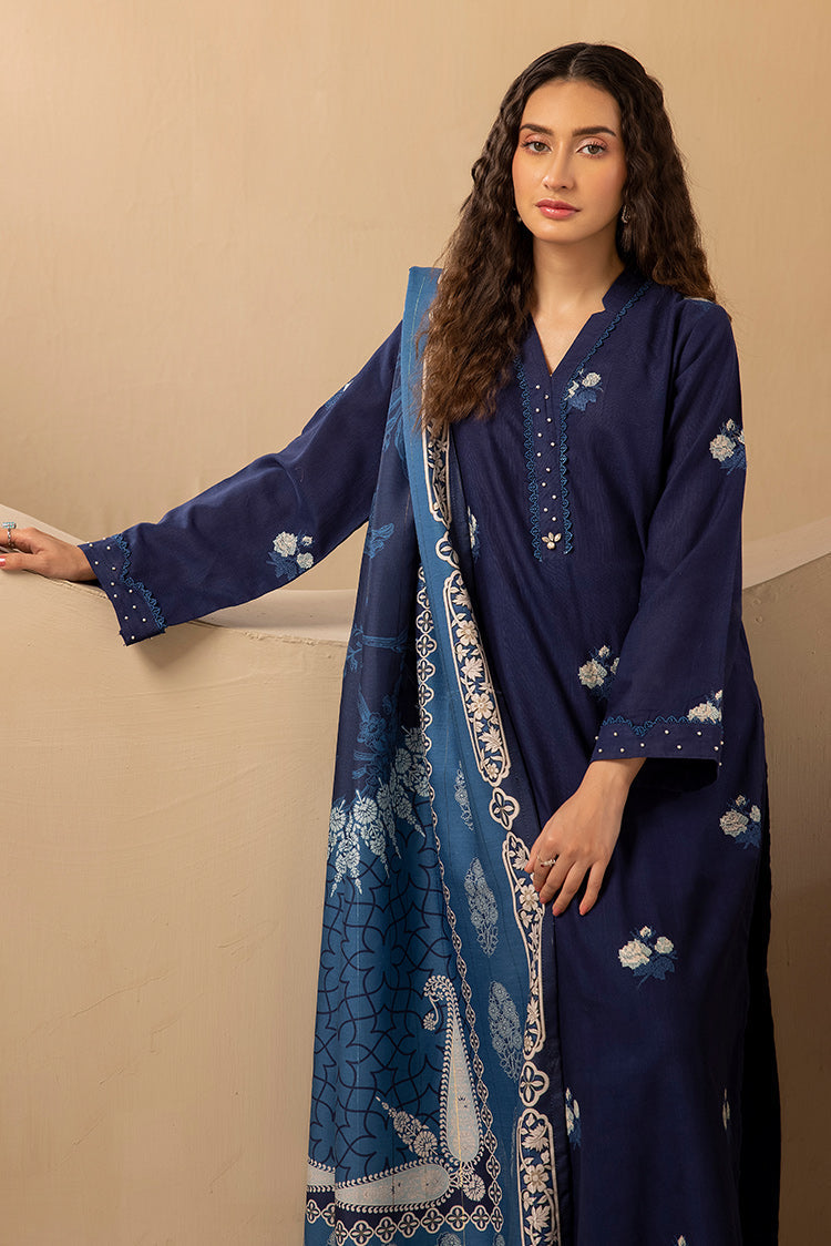 3-PC Stitched Embroidered Khaddar Suit