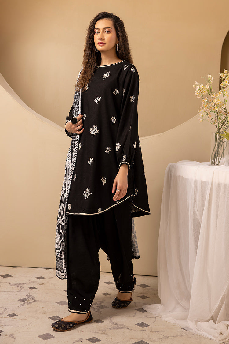 3-PC Stitched Embroidered Khaddar Suit