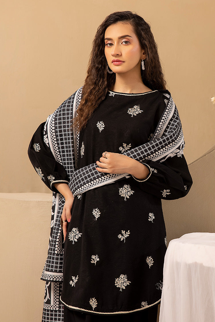 3-PC Stitched Embroidered Khaddar Suit