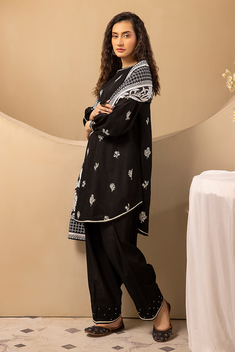 3-PC Stitched Embroidered Khaddar Suit