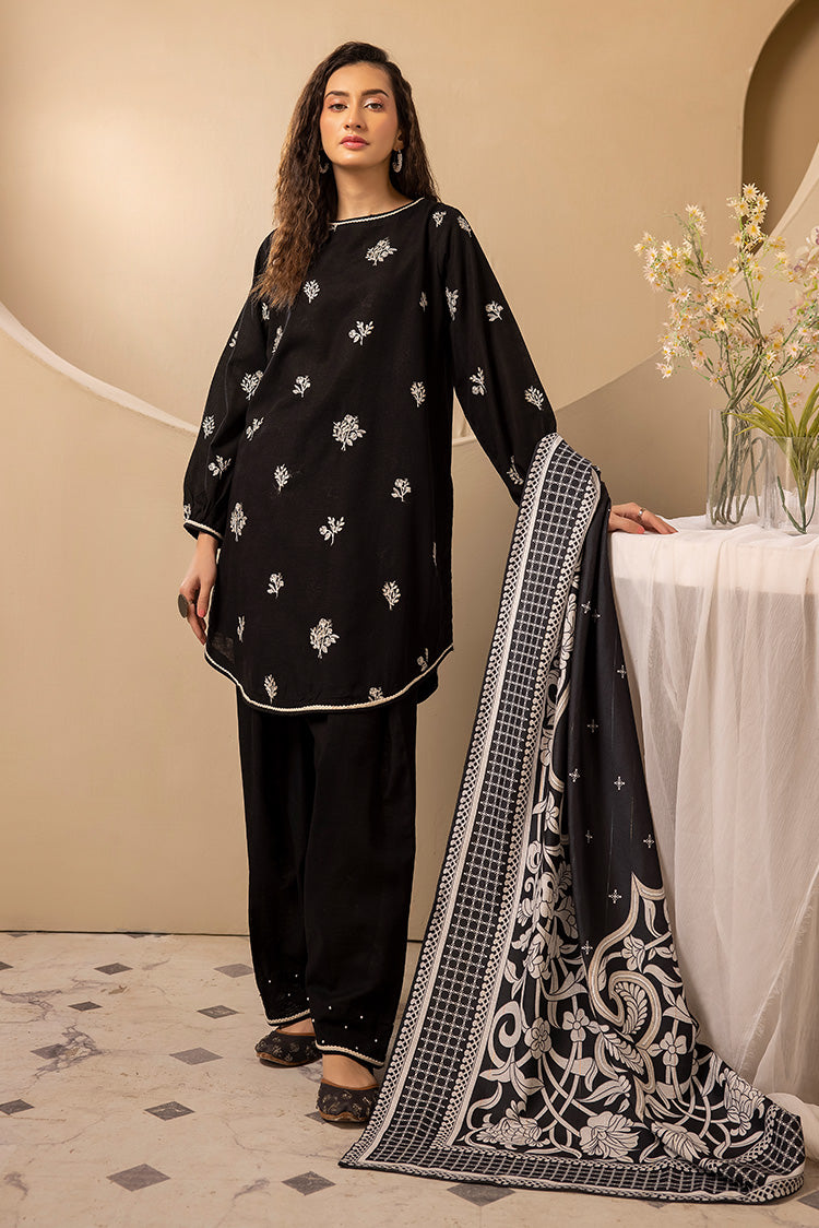 3-PC Stitched Embroidered Khaddar Suit