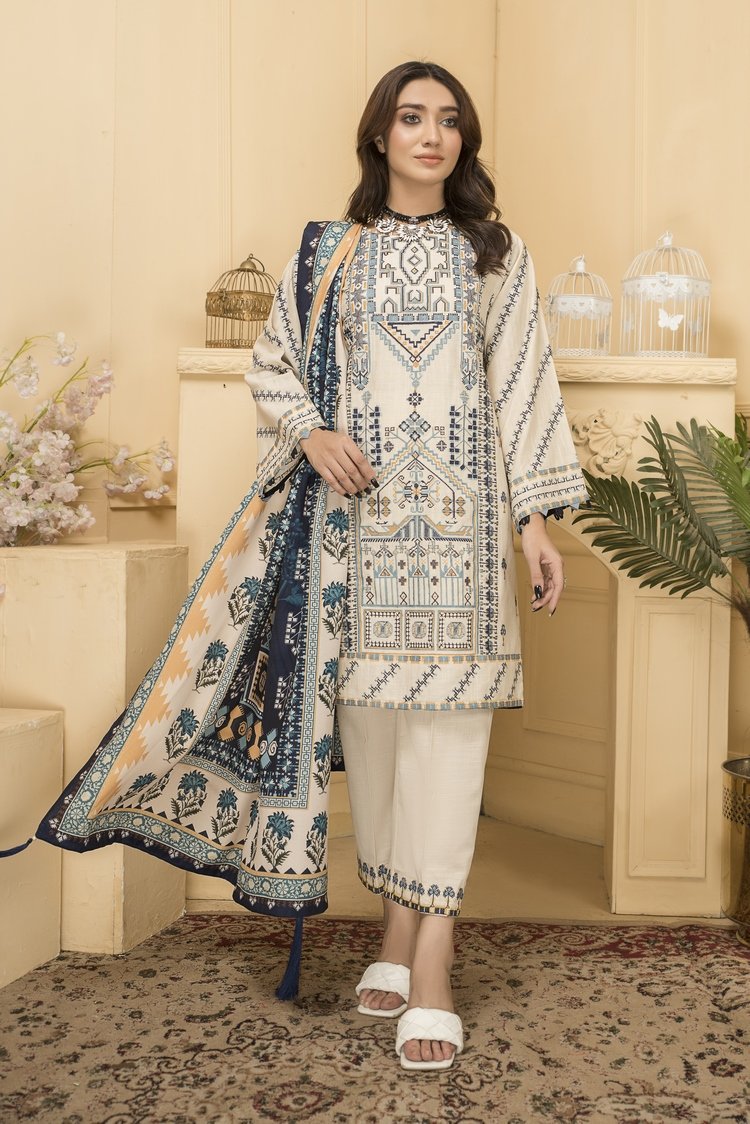 Embroidered Khaddar 3-PC Suit