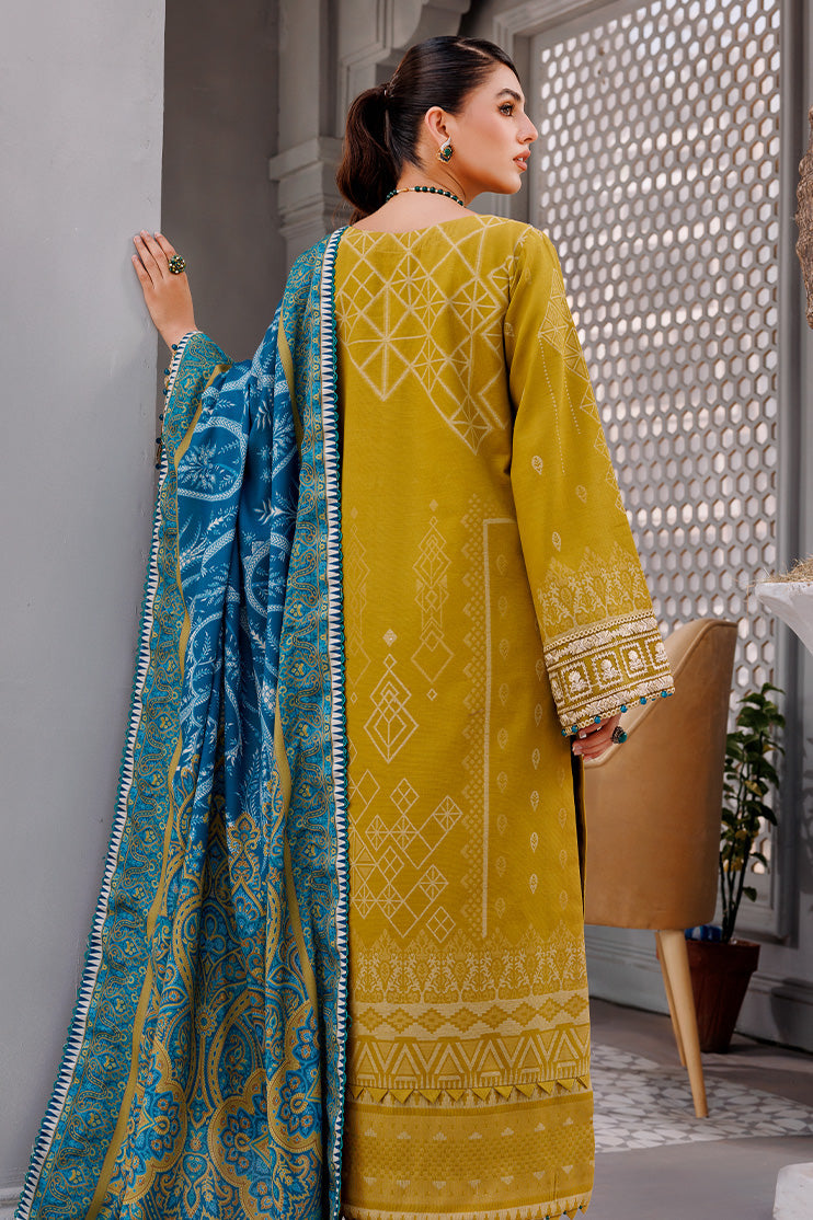 3-PC Unstitched Digital Printed Jacquard Suit