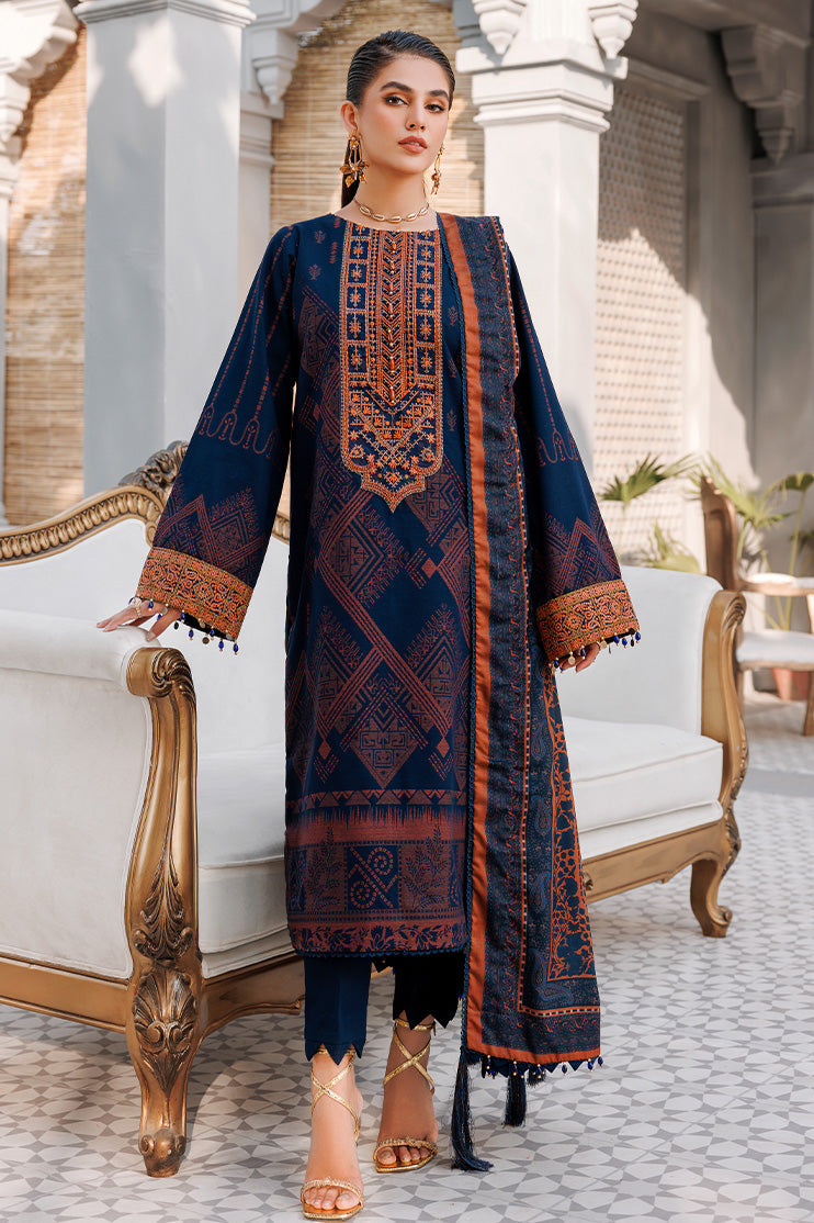 3-PC Unstitched Digital Printed Jacquard Suit