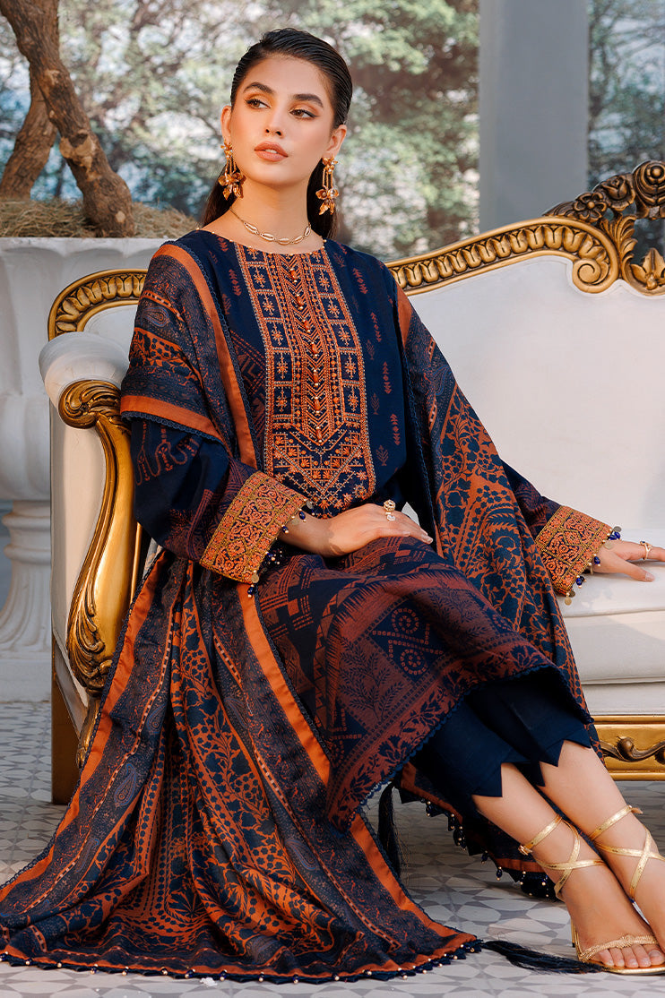 3-PC Unstitched Digital Printed Jacquard Suit