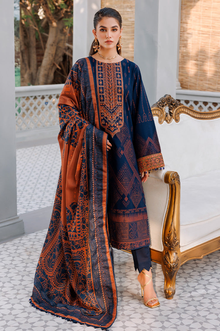 3-PC Unstitched Digital Printed Jacquard Suit