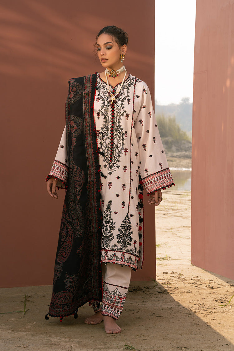 3-PC Unstitched Embroidered Jacquard Khaddar Suit