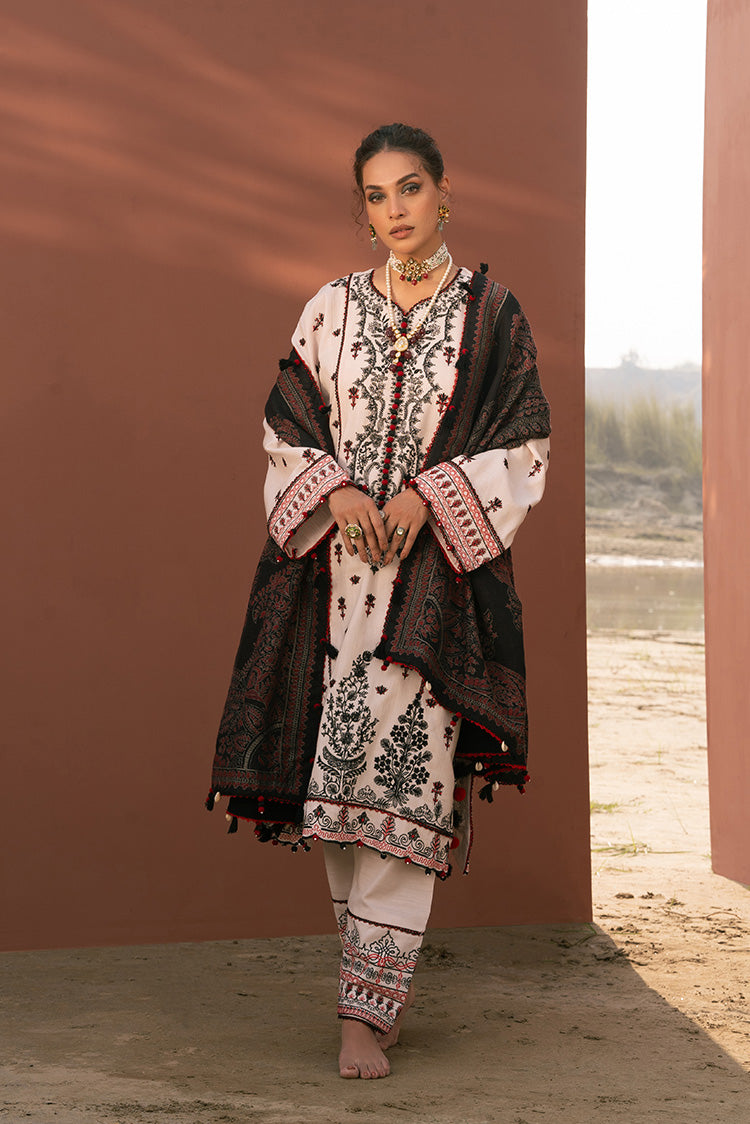 3-PC Unstitched Embroidered Jacquard Khaddar Suit