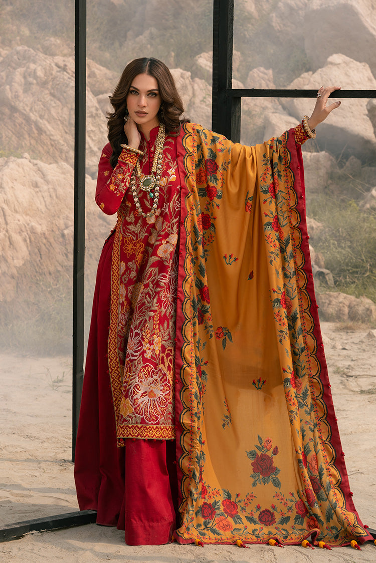 3-PC Unstitched Embroidered Jacquard Khaddar Suit