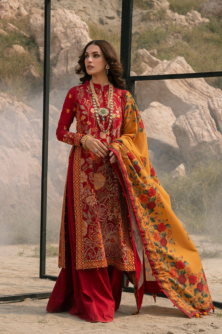 3-PC Unstitched Embroidered Jacquard Khaddar Suit