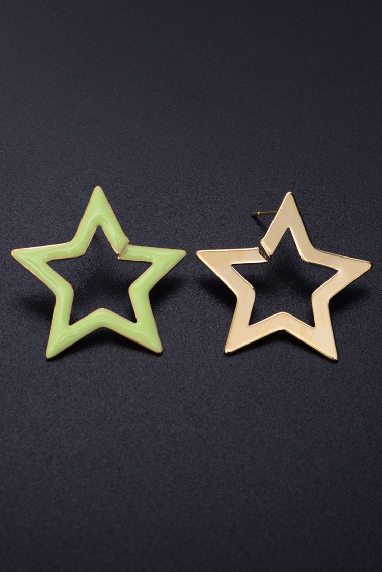 Two-Tone Star Hoop Earrings